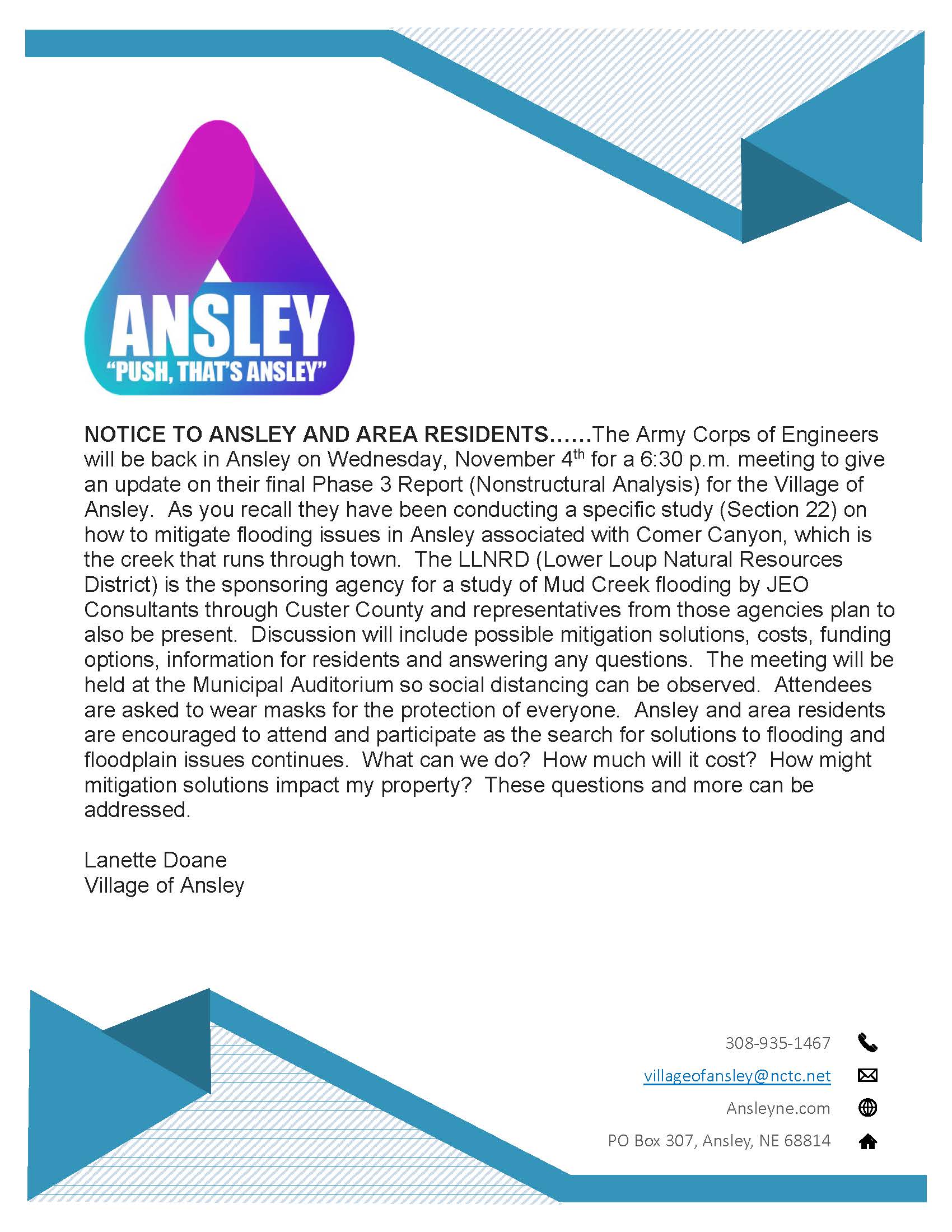 Army Corps of Engineers Ansley Wednesday November 4 2020 630 pm meeting