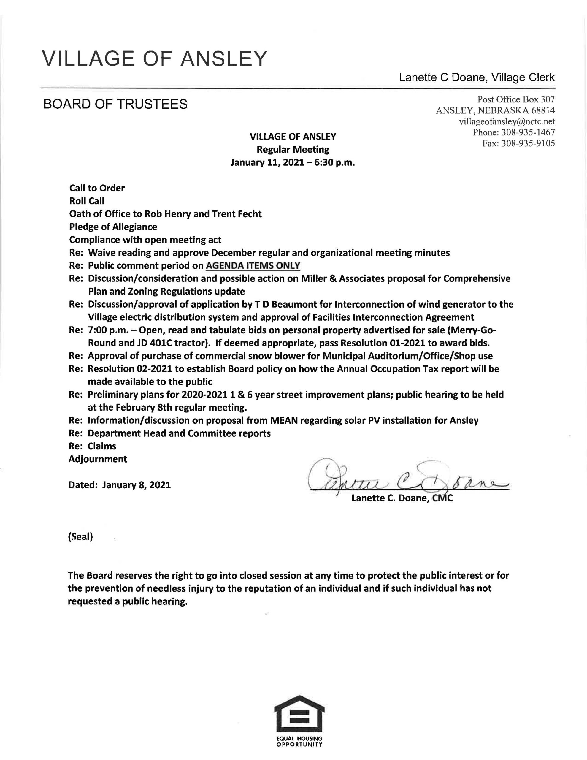 Agenda 1-11-2020